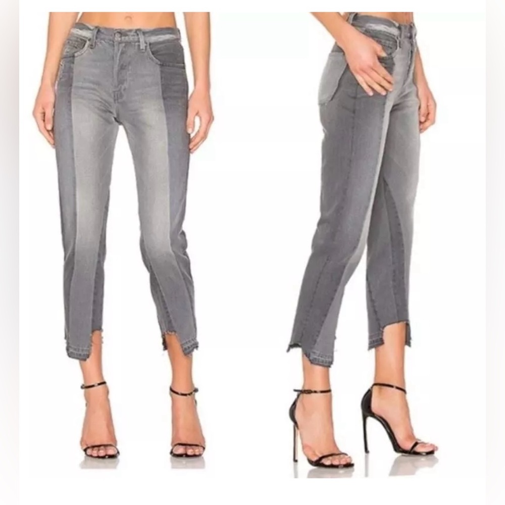 FRAME Nouveau Le Mix Gray
Cropped Jeans Ankle Designer Two
Tone Fray Size 23